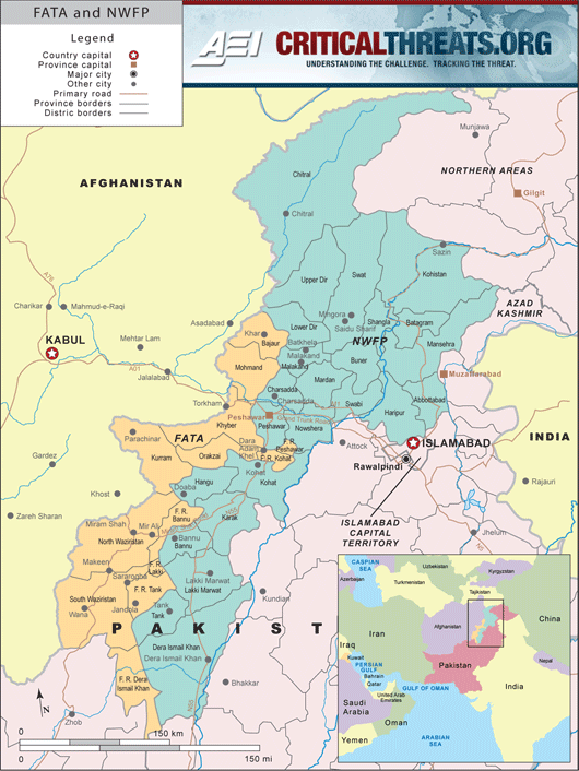 Map of the Federally Administered Tribal Areas (FATA) and Northwest Frontier Province (NWFP) of Pakistan