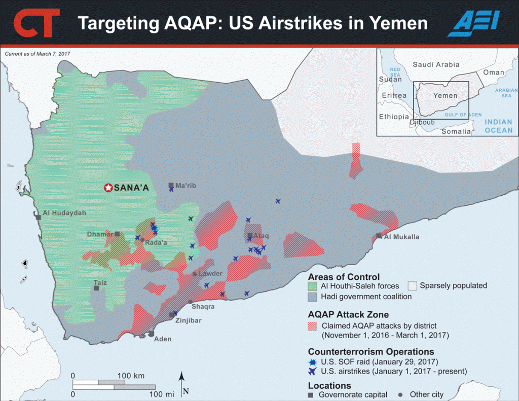 US airstrikes in Yemen. January 1, 2017 - March 7, 2017