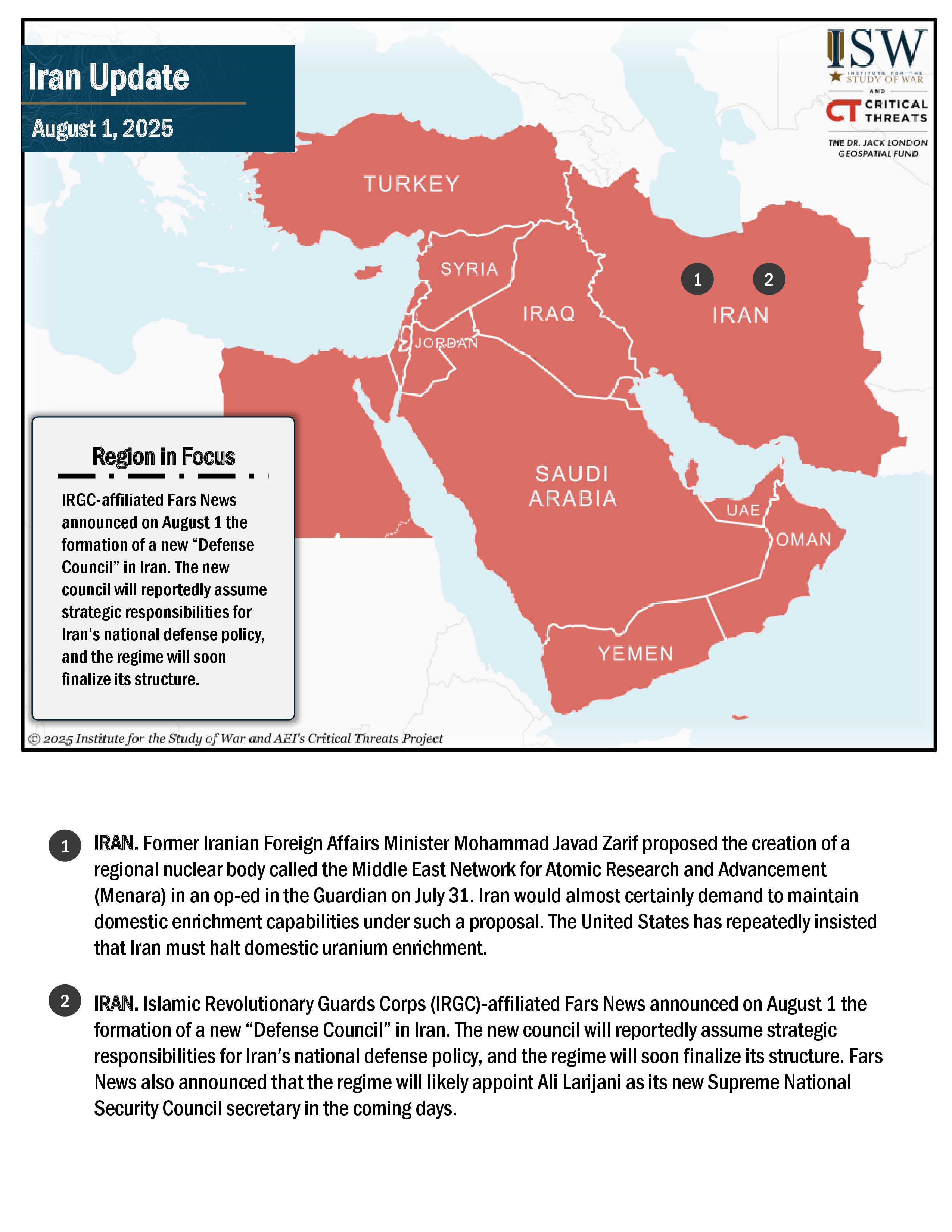 Iran Update, August 1, 2025