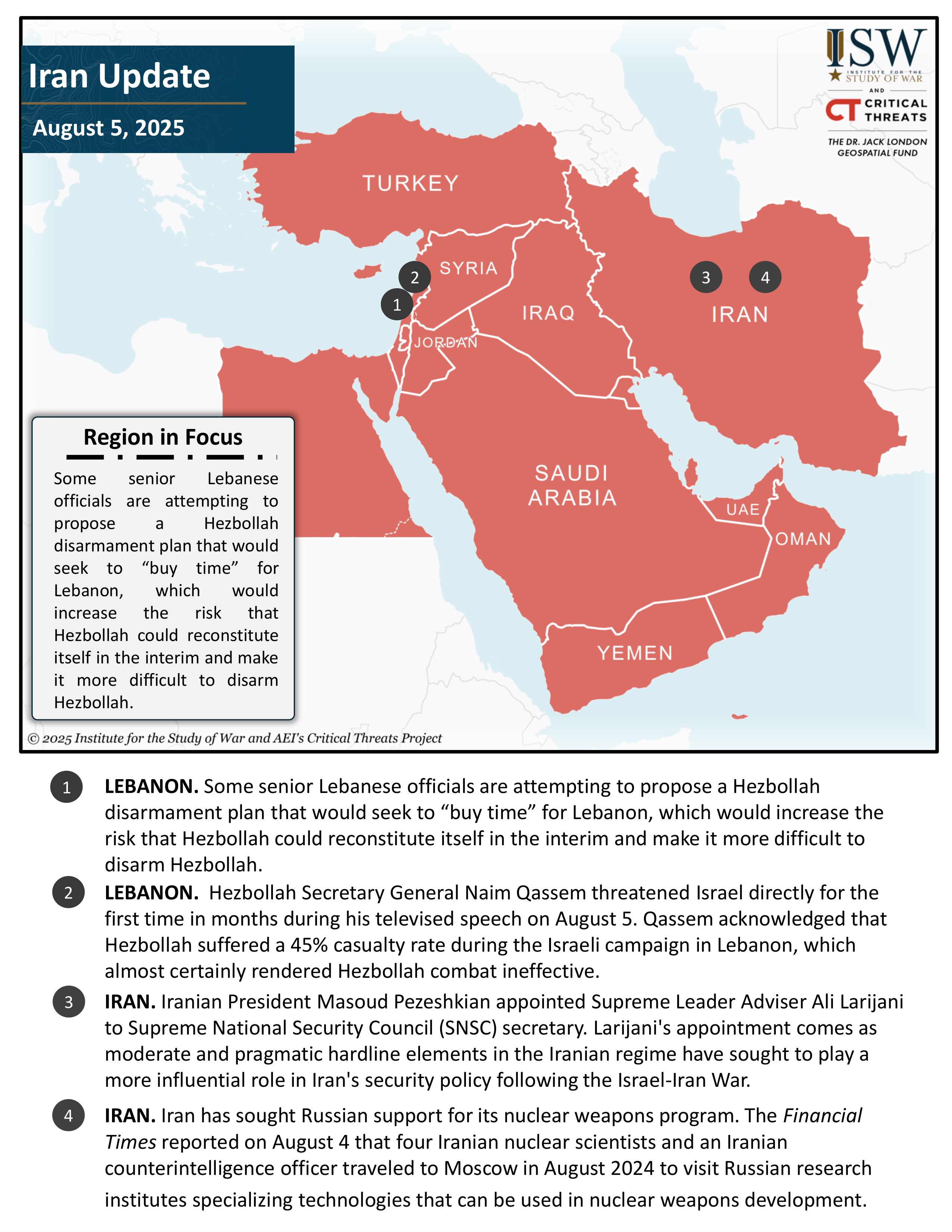 Iran Update, August 5, 2025