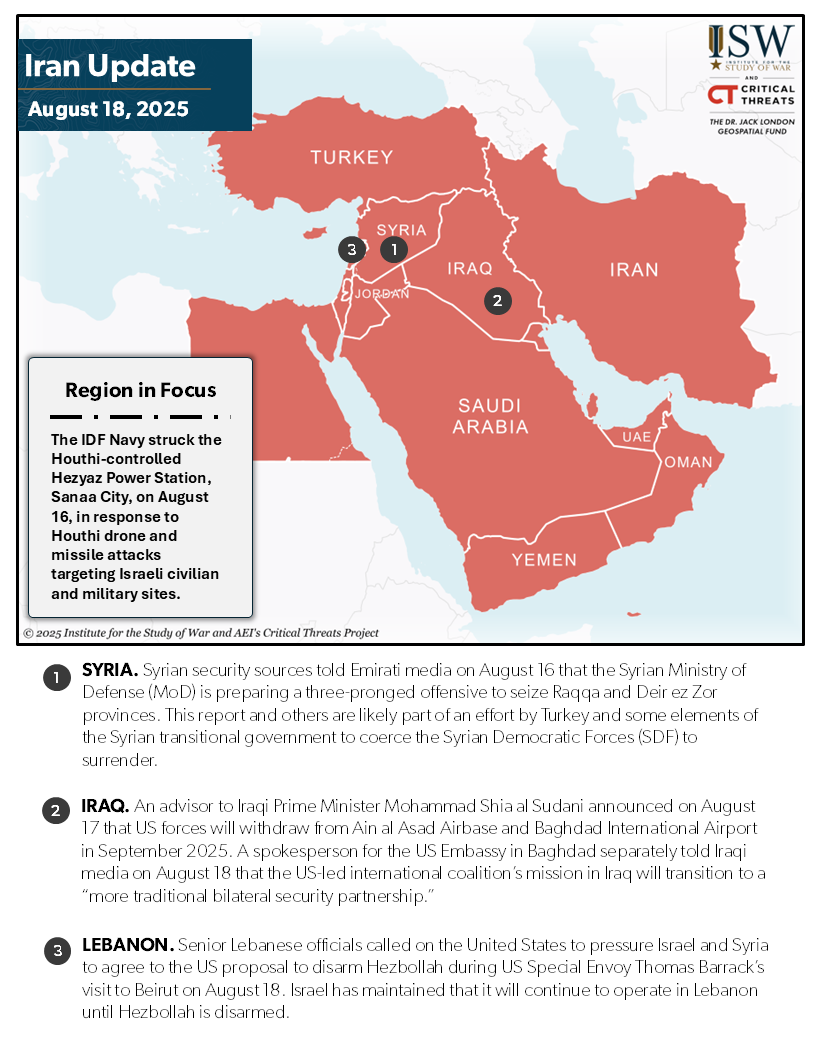 Iran Update, August 18, 2025