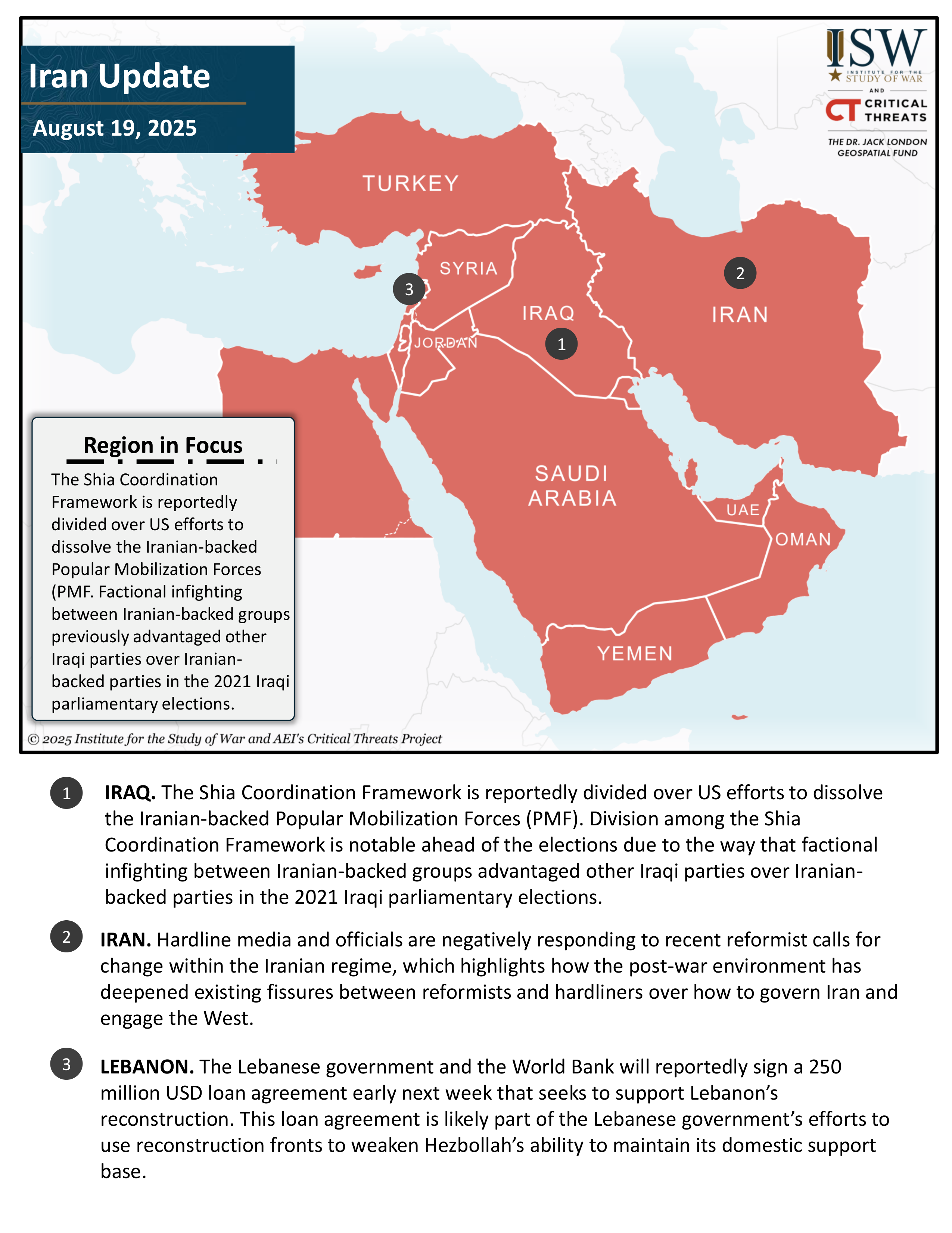 Iran Update, August 19, 2025