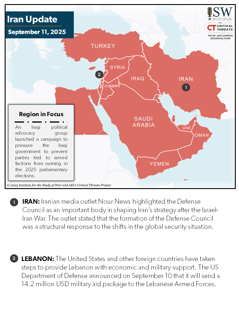 Iran Update, September 11, 2025