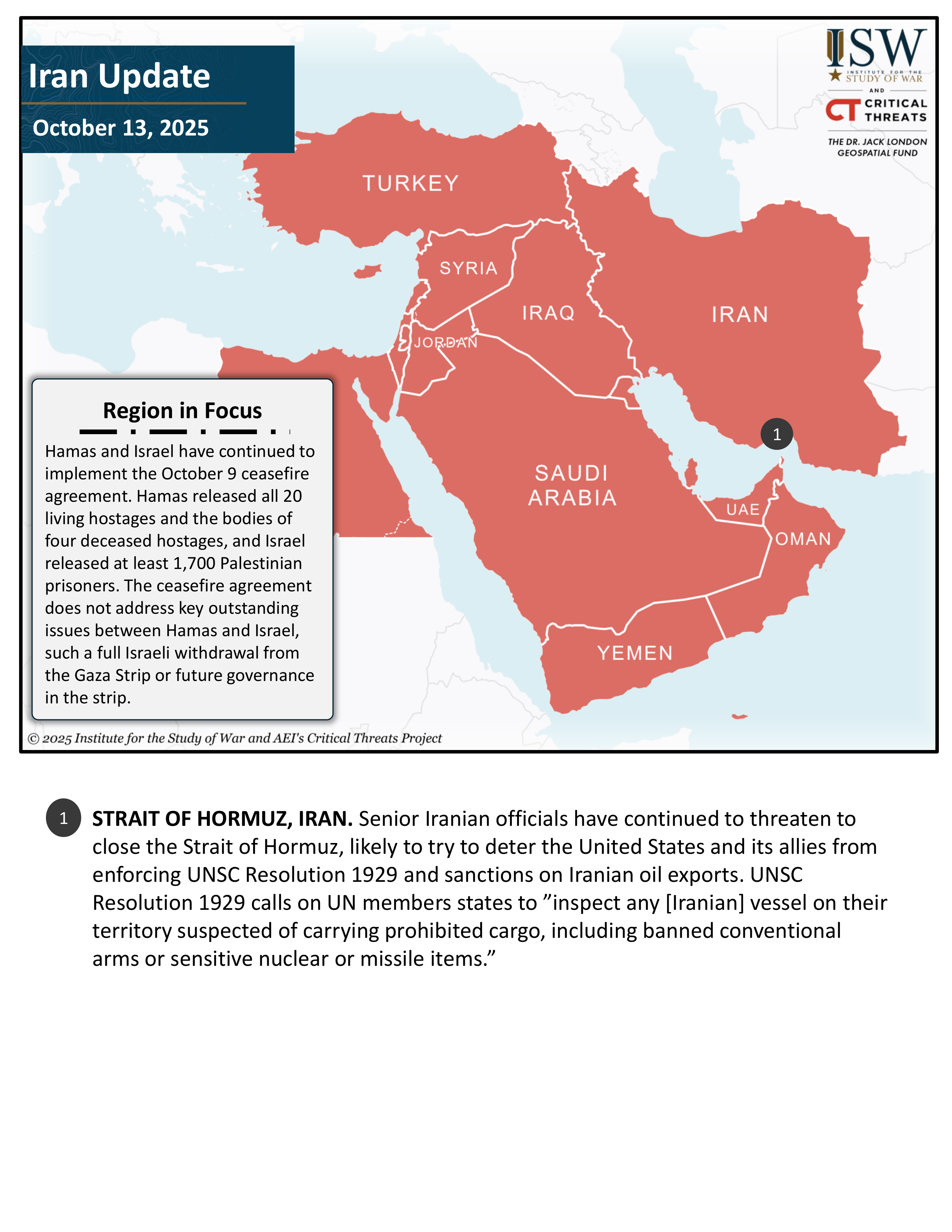 Iran Update, October 13, 2025