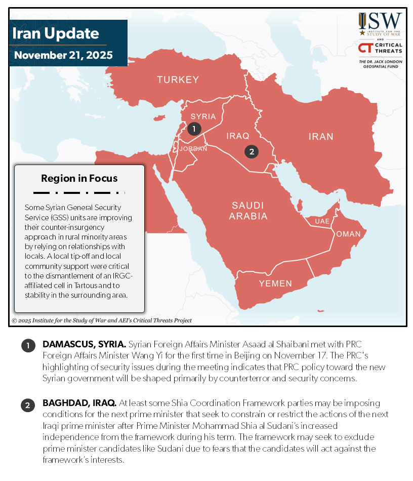 Iran Update, November 21, 2025