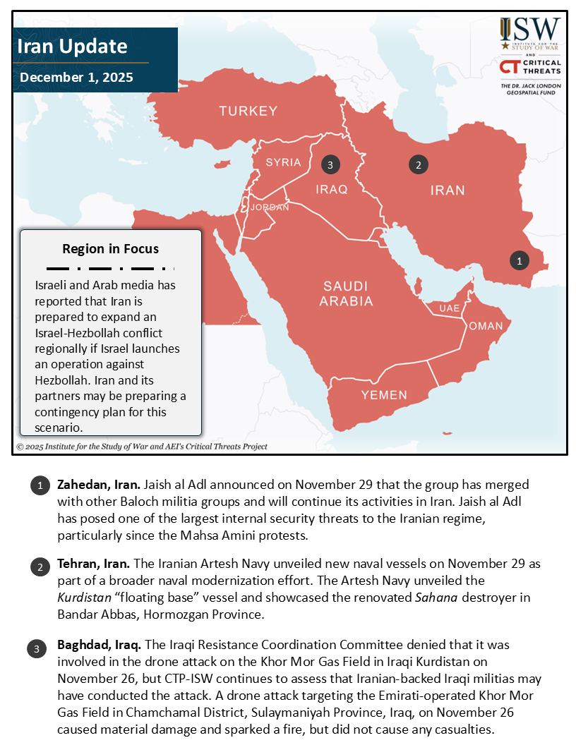 Iran Update, December 1, 2025