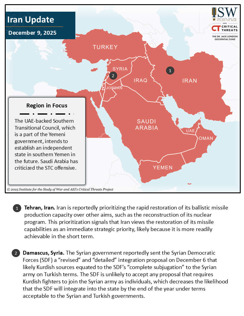 Iran Update, December 9, 2025