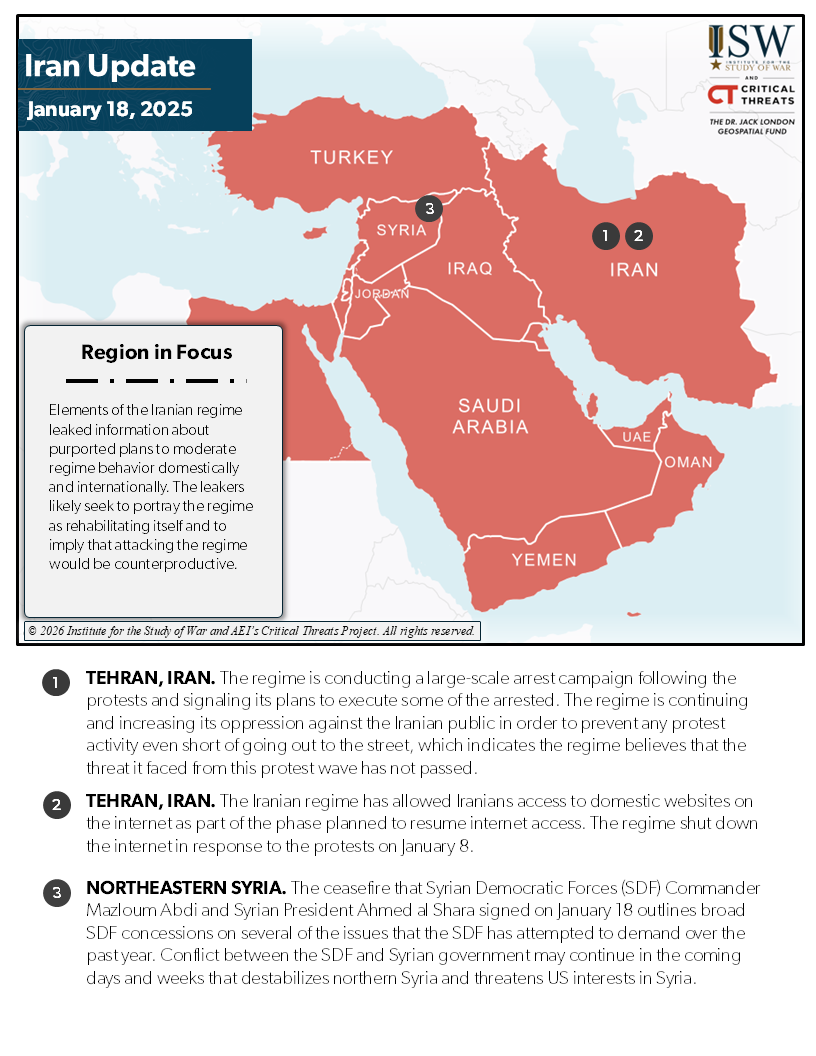 Iran Update, January 18, 2026