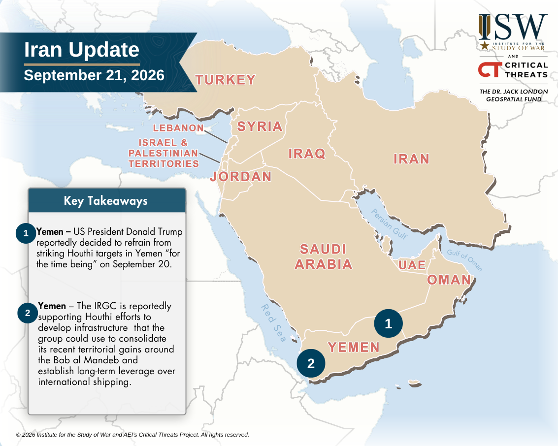 Iran Update, September 21, 2026