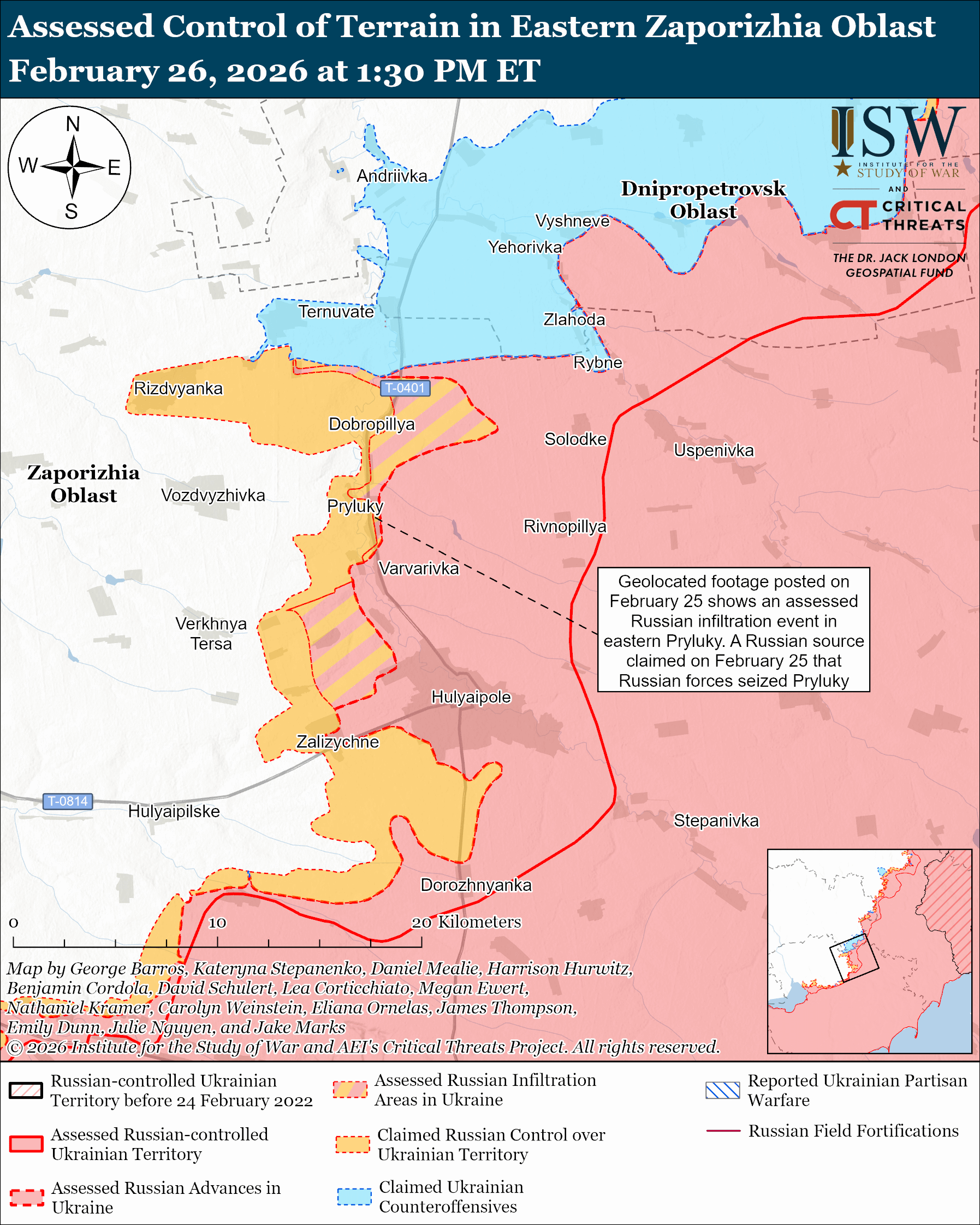 Russian Offensive Campaign Assessment February 26 2026 Critical Threats Eastern Zaporizhia Oblast February 26 2026 